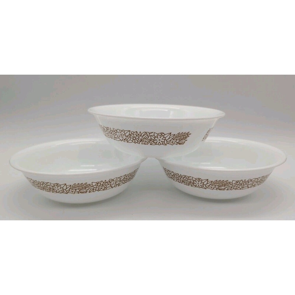 3 Corelle Woodland Brown Coupe Cereal Bowls Vintage By Corning